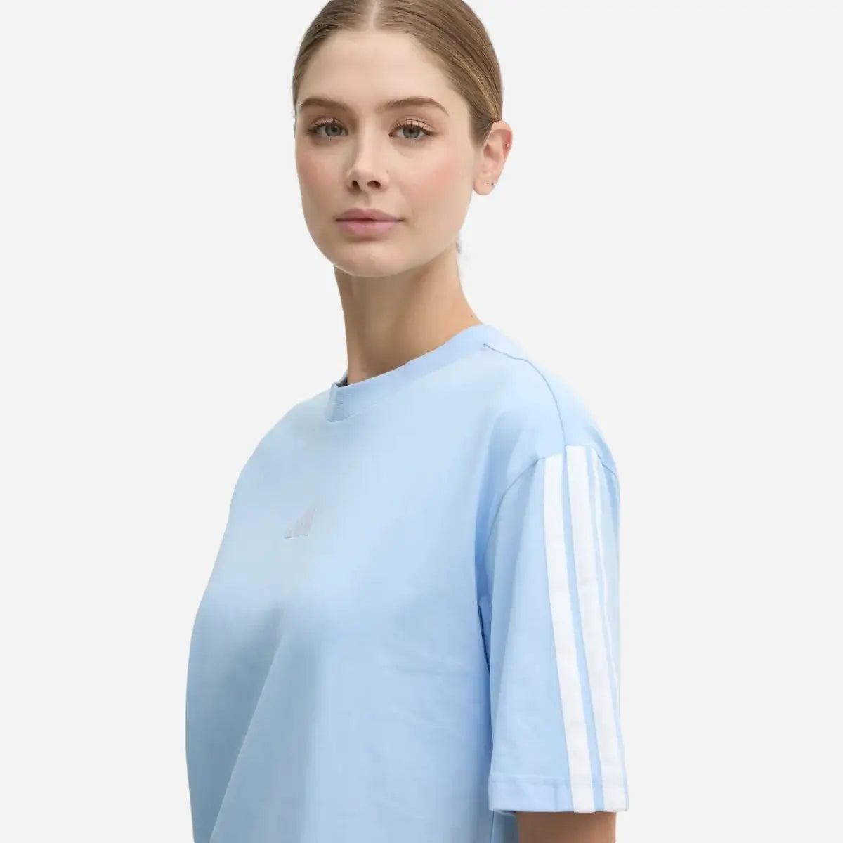 Adidas T-Shirt Boyfriend Essentials 3-Stripes turchese