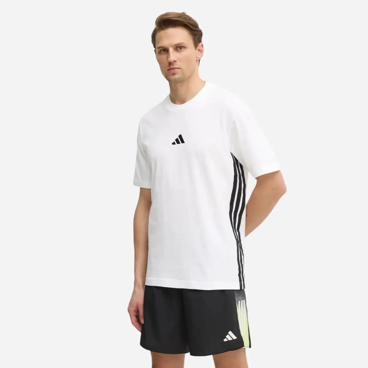 Adidas T-shirt Essentials 3 Stripes Single Jersey white / black