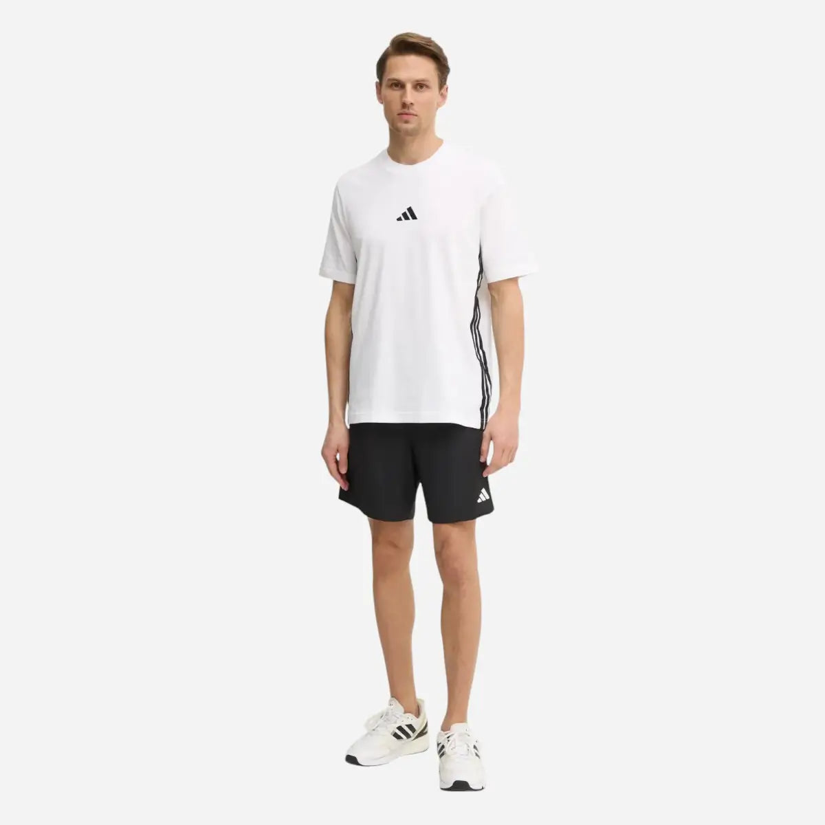 Adidas T-shirt Essentials 3 Stripes Single Jersey white / black