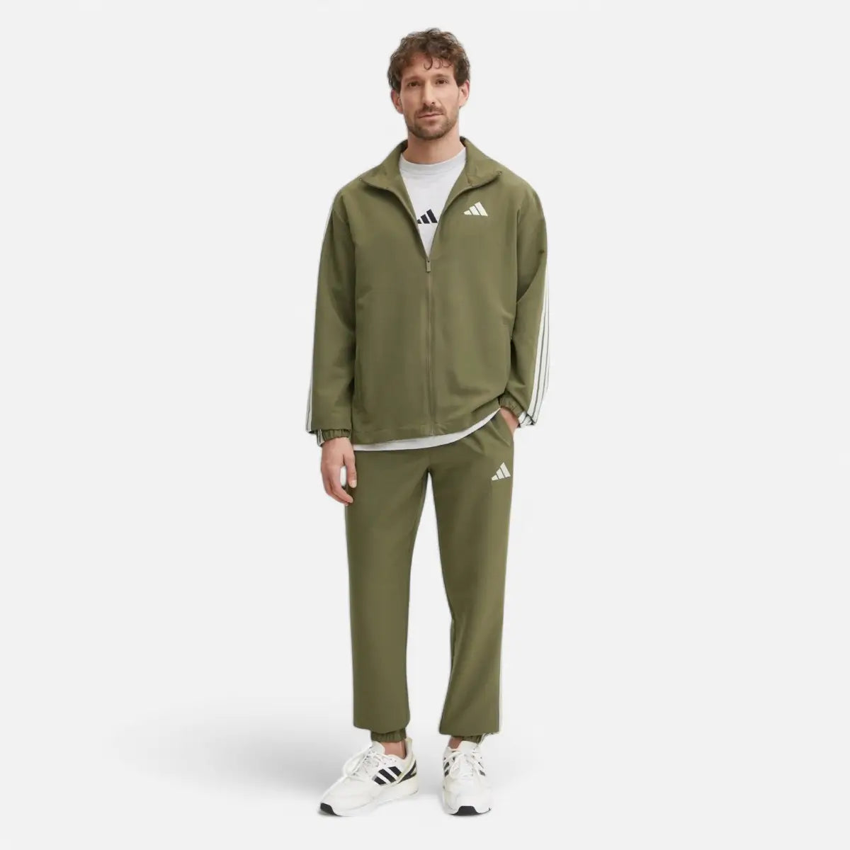 Adidas Tuta Sportswear Basic 3-Stripes Woven Track Suit olive strata
