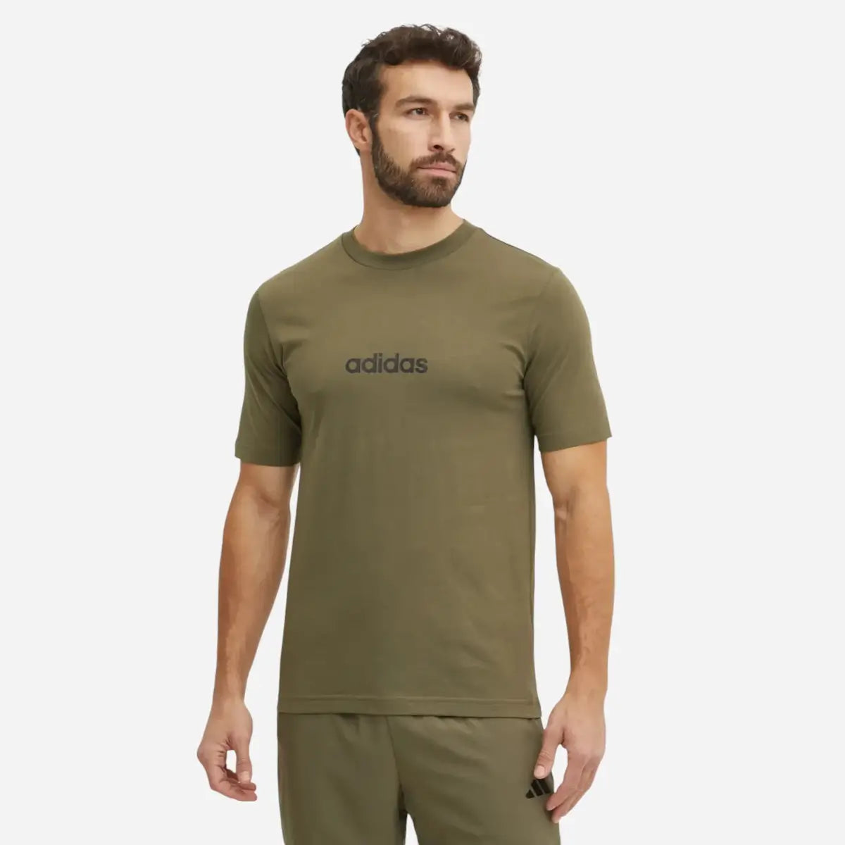 Adidas T-shirt Essentials Linear Single Jersey Olive Green