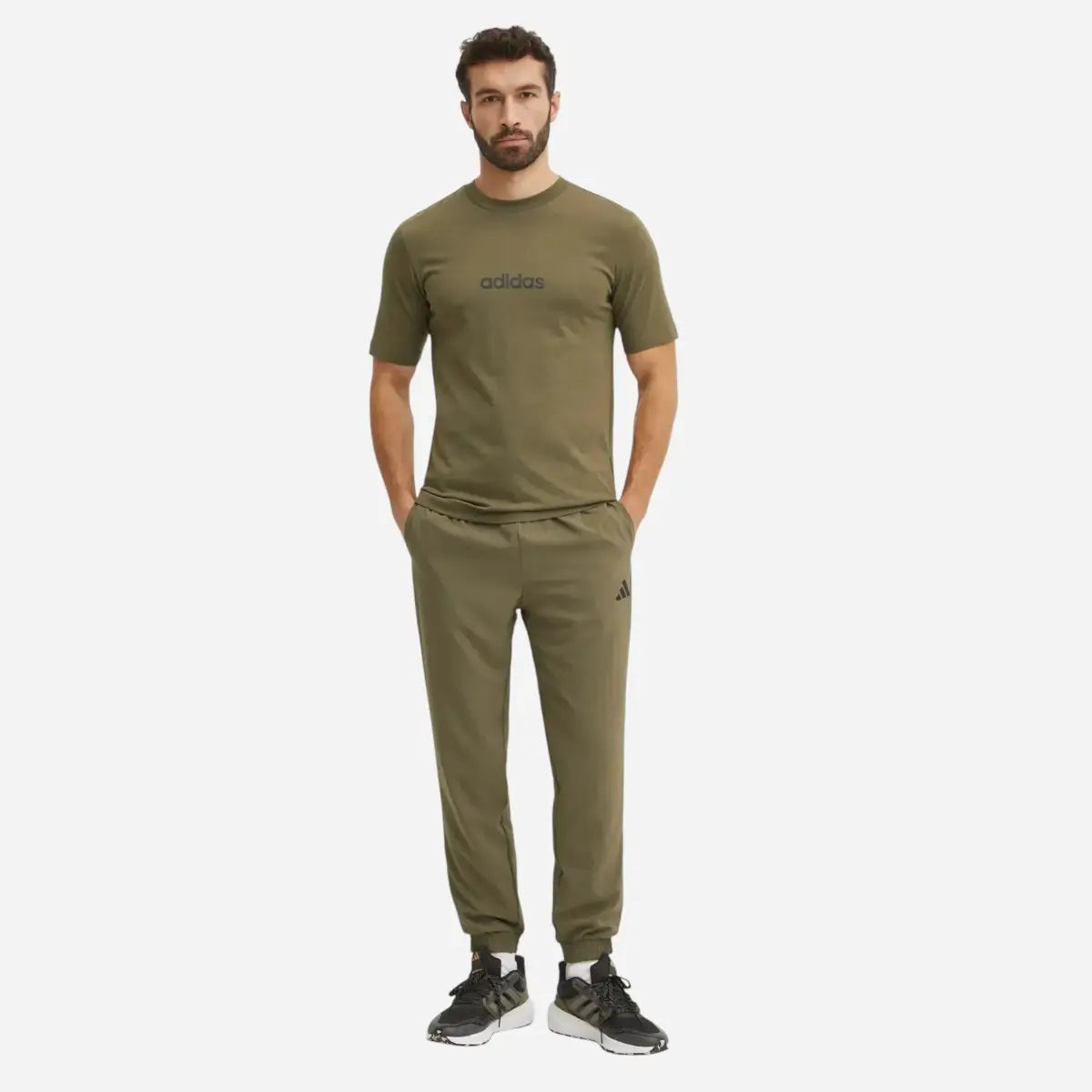 Adidas T-shirt Essentials Linear Single Jersey Olive Green