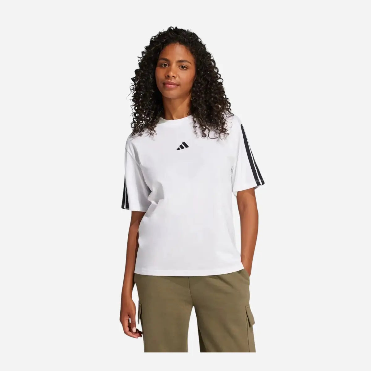 Adidas T-Shirt Boyfriend Essentials 3-Stripes white/black