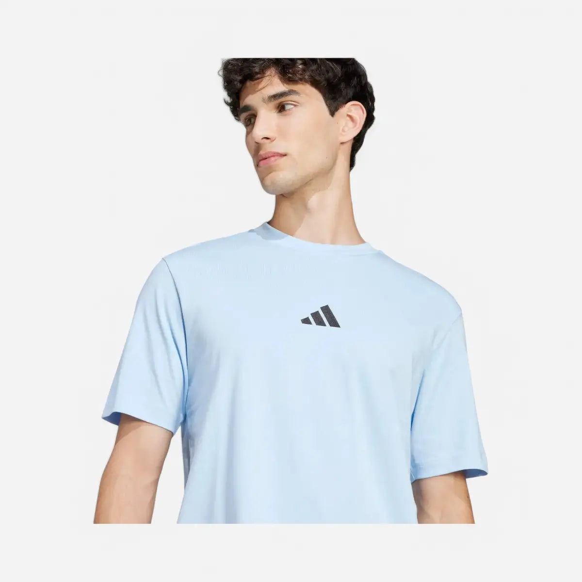 Adidas T-shirt Essentials Small Logo Single Jersey Tee Glow Blue