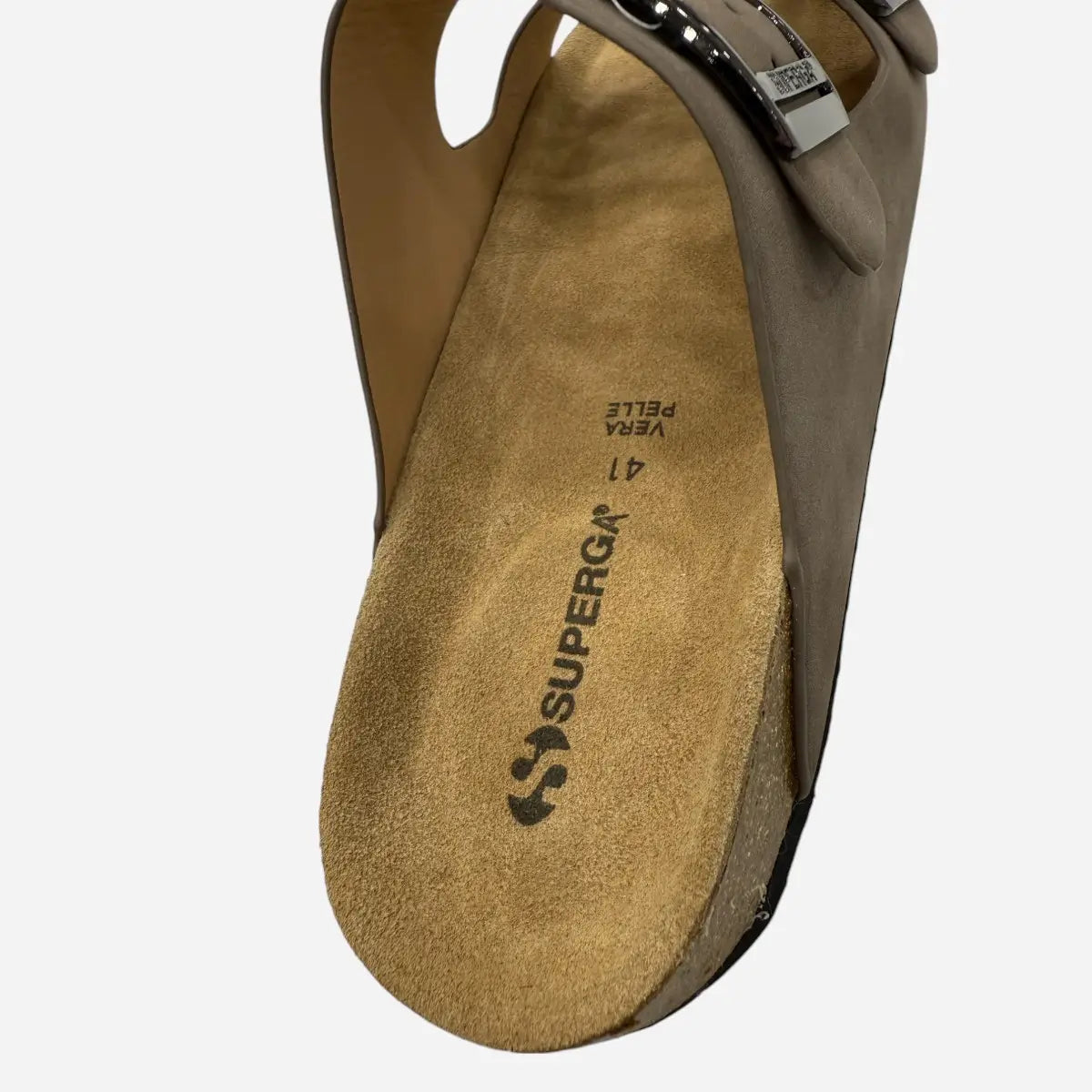 Superga Sandalo uomo doppia fibbia Nabuk Premium plantare morbido Cuoio
