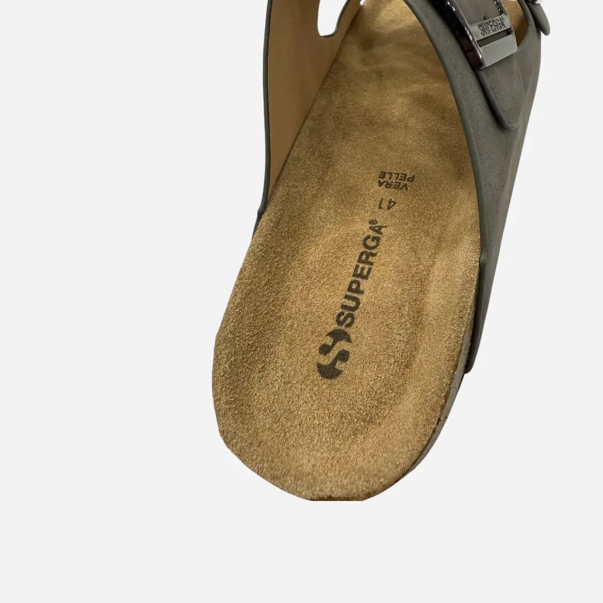 Superga Sandalo uomo doppia fibbia Nabuk Premium plantare morbido Grigio