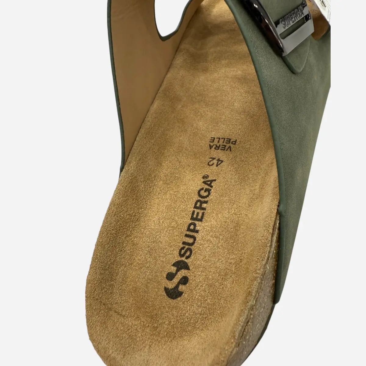 Superga Sandalo uomo doppia fibbia Nabuk Premium plantare morbido Verde