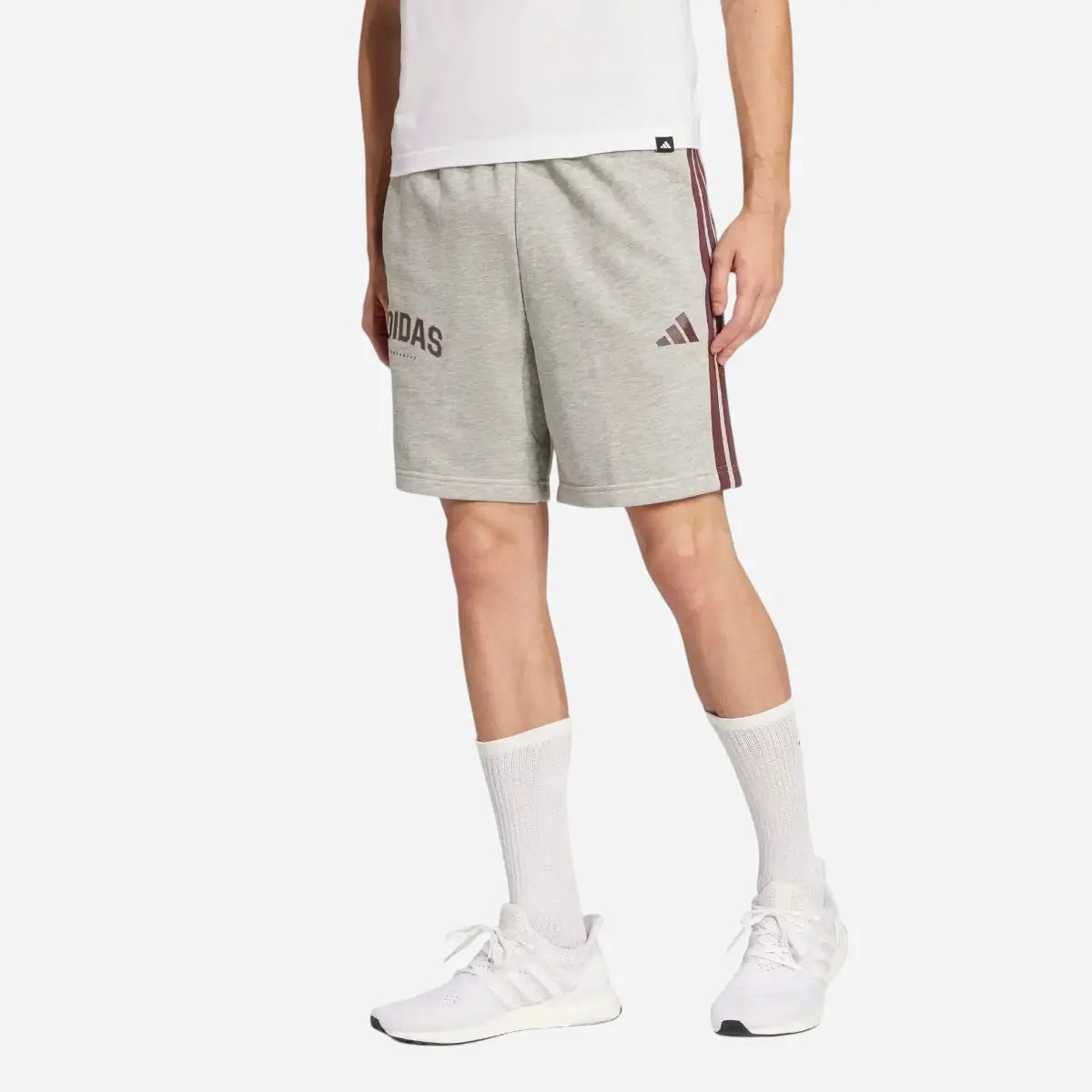 Adidas Short Codes 3-Stripes French Terry Grey / Bordeaux