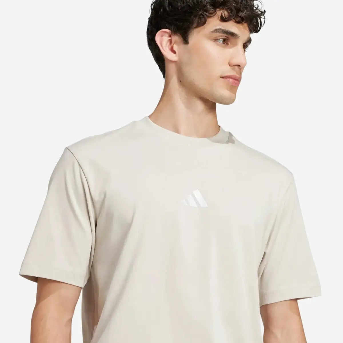 Adidas T-shirt Essentials Small Logo Single Jersey Tee Beige