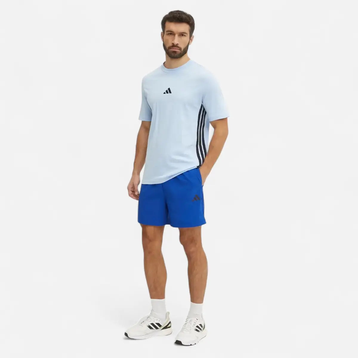 Adidas T-shirt Essentials 3 Stripes Single Jersey Blue Glow