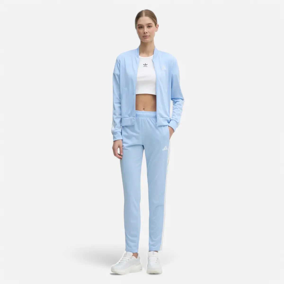 Adidas Tuta Track suit Essentials 3-Stripes azzurra