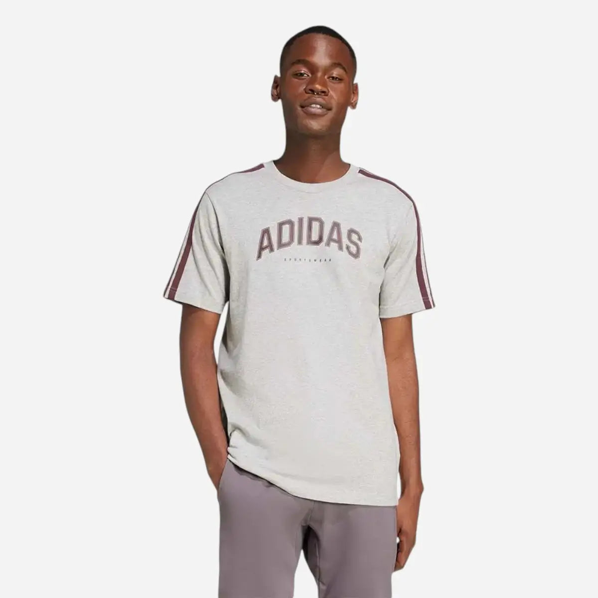 Adidas T-shirt Codes Collegiate Linear Graphic Grey / Bordeaux