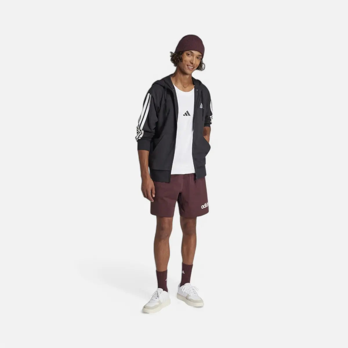Adidas Short Essentials Linear Single Jersey Dark Maroon