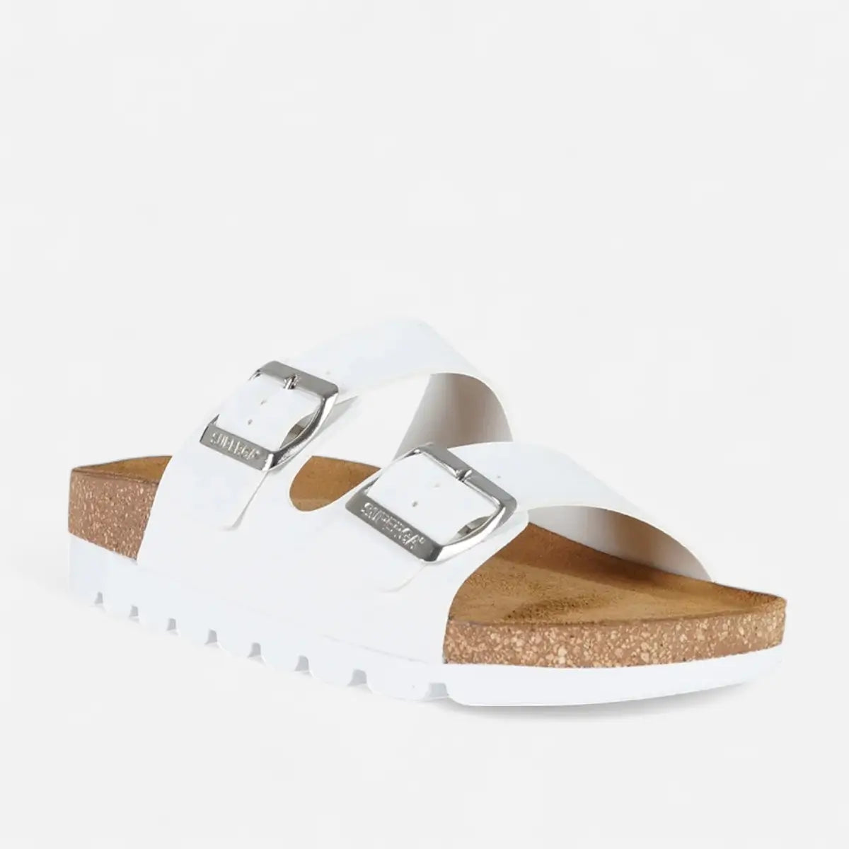 Superga Sandalo Platform donna doppia fibbia Nabuk Bianco