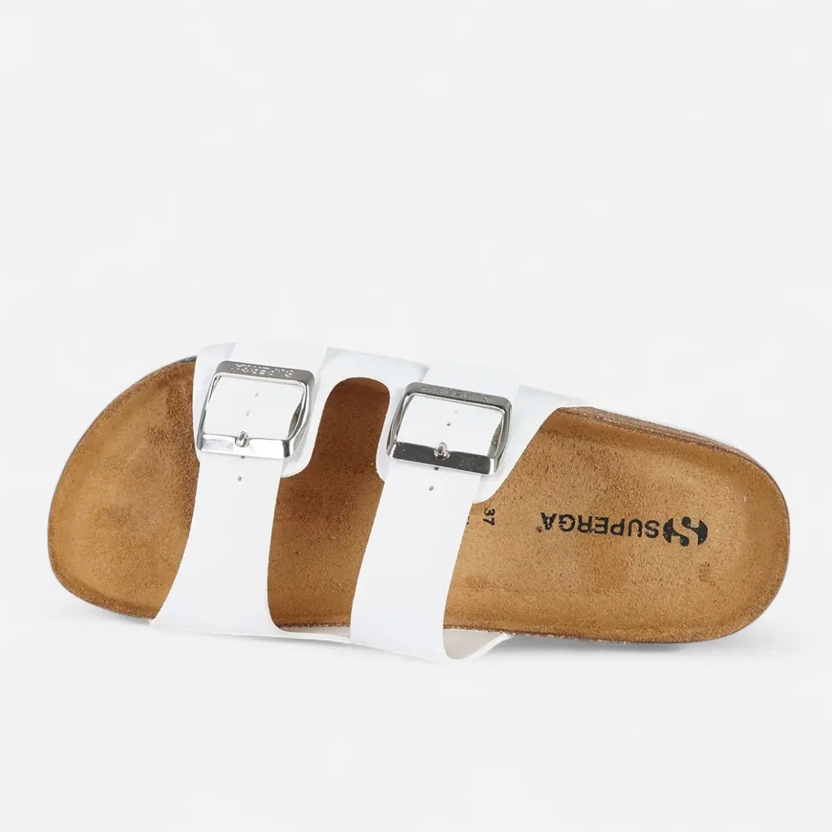 Superga Sandalo Platform donna doppia fibbia Nabuk Bianco