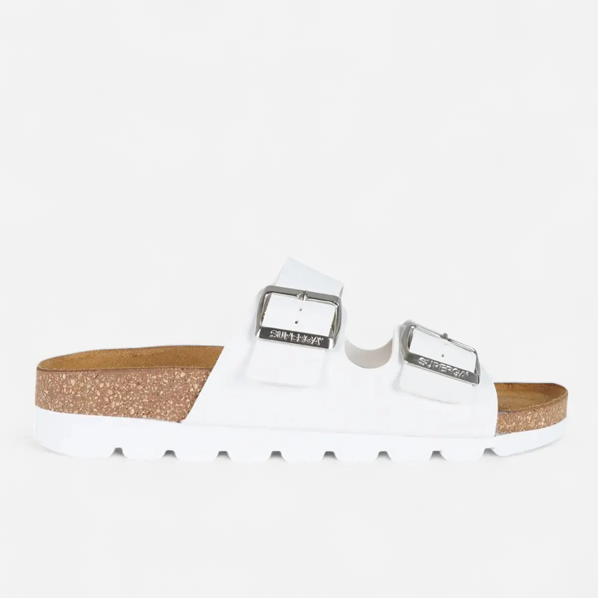 Superga Sandalo Platform donna doppia fibbia Nabuk Bianco