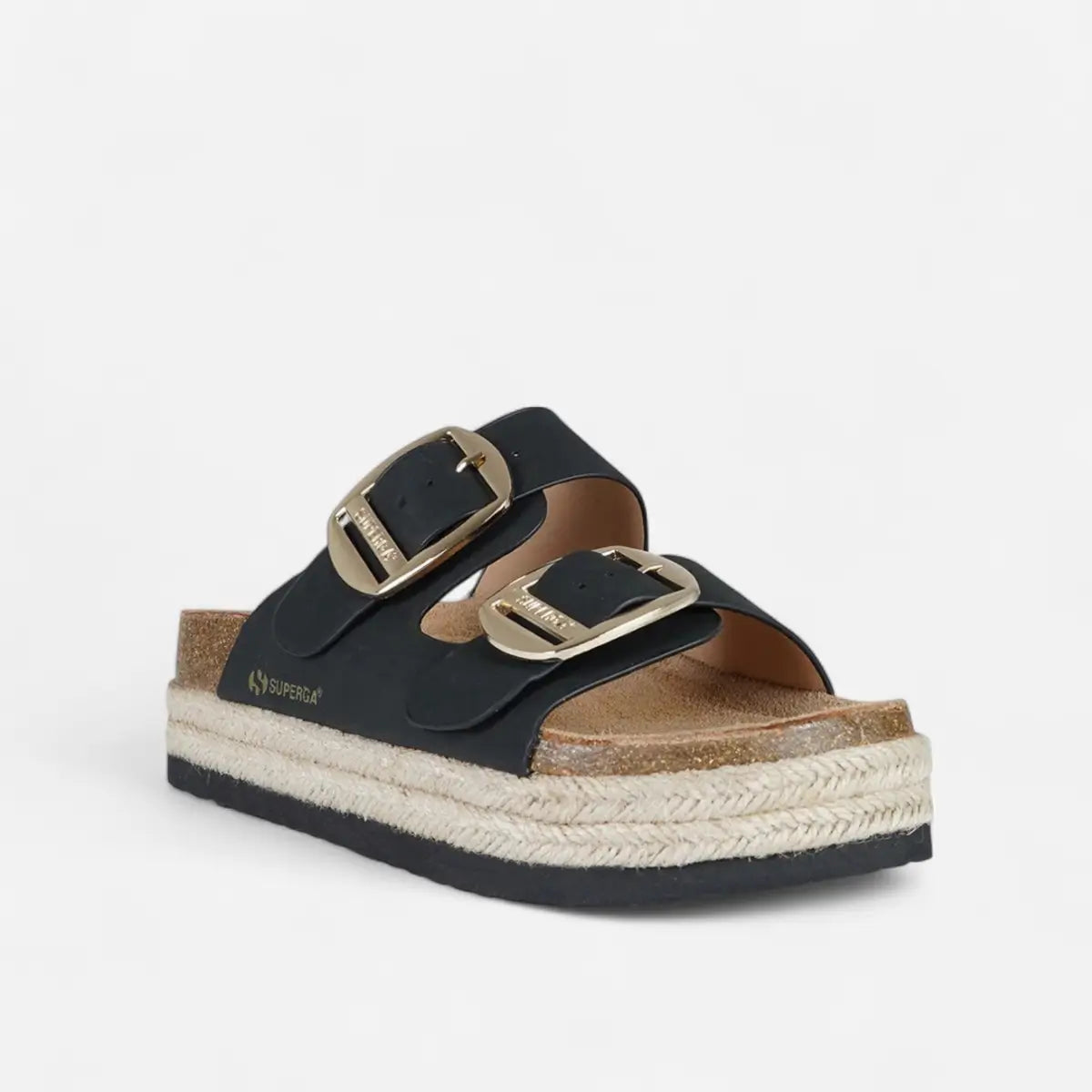 Superga Sandalo Platform donna doppia fibbia S11T228 Nero Gold