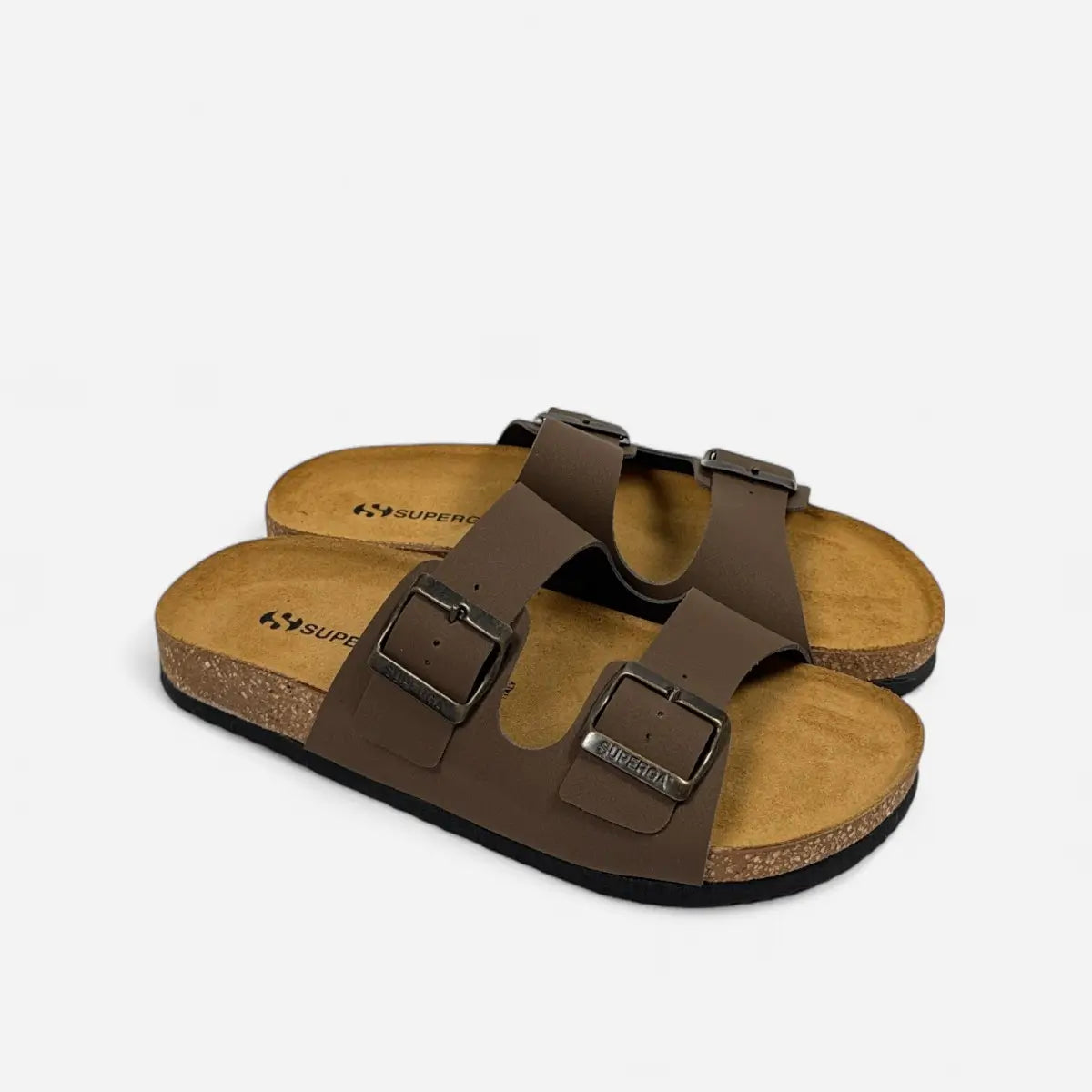 Superga Sandalo donna doppia fibbia Nabuk Marrone