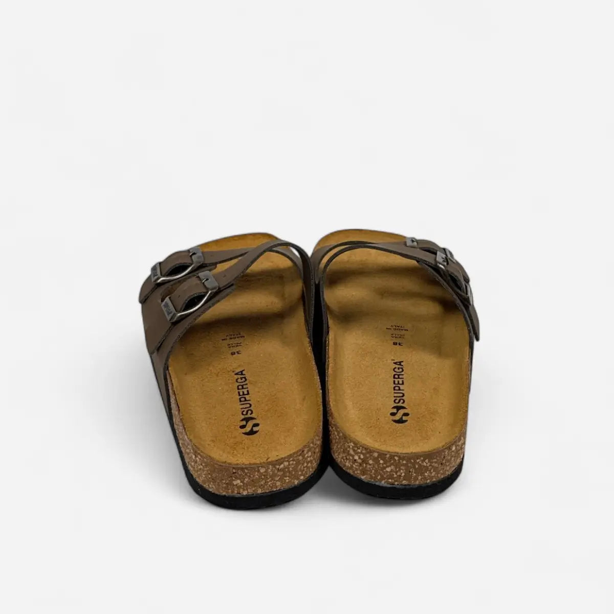 Superga Sandalo donna doppia fibbia Nabuk Marrone