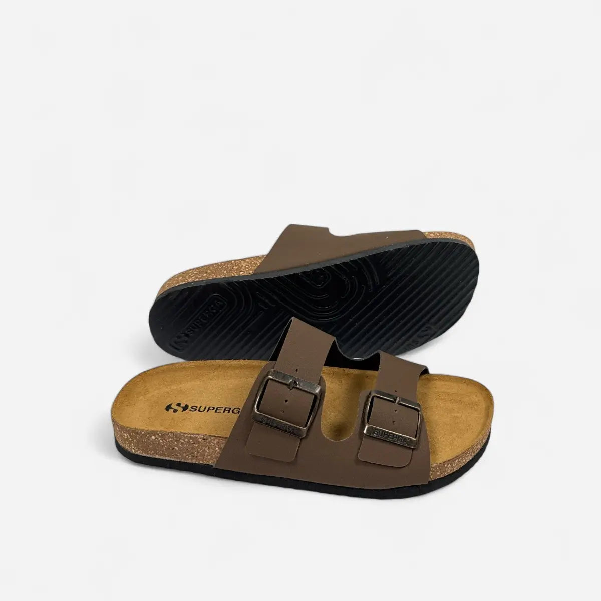 Superga Sandalo donna doppia fibbia Nabuk Marrone