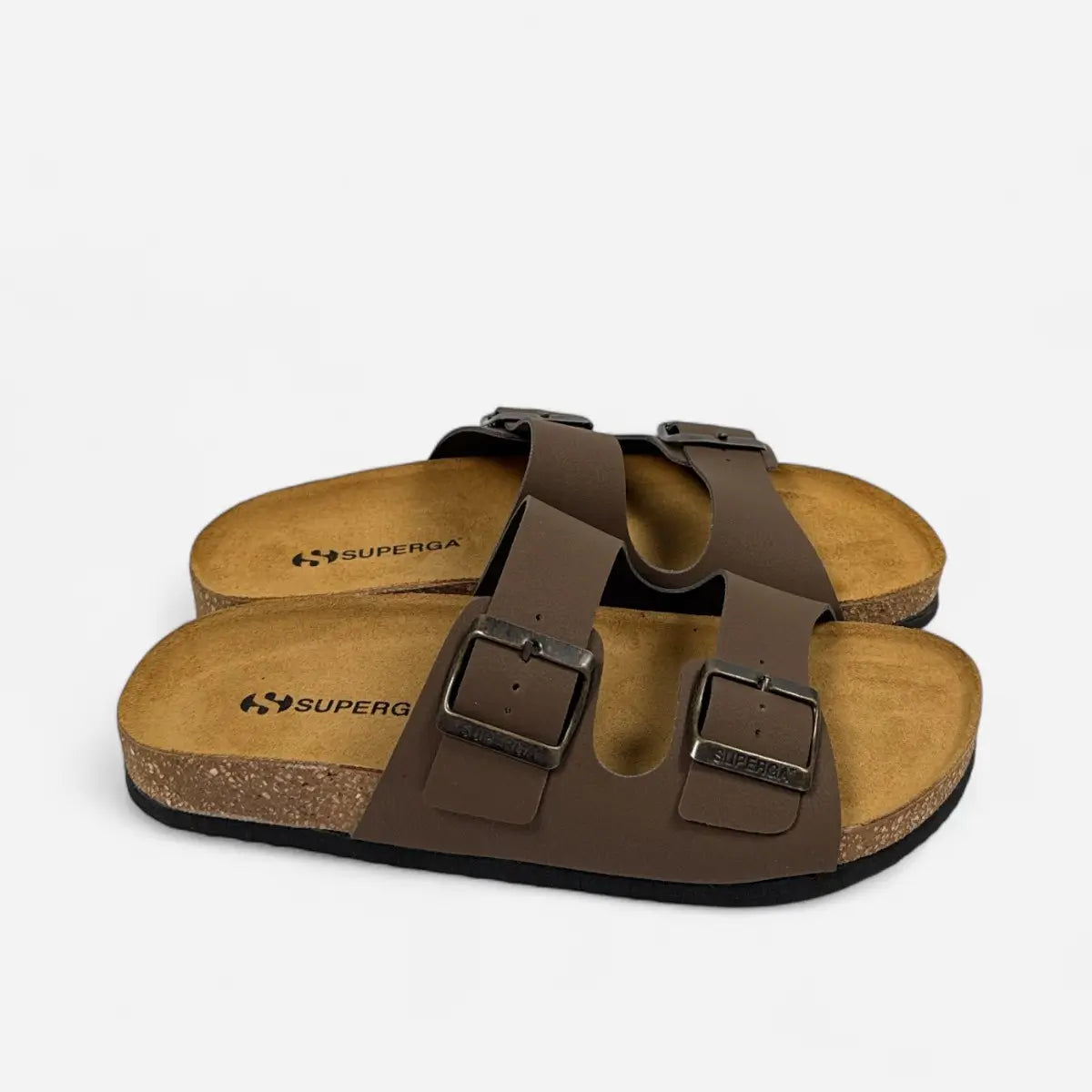 Superga Sandalo donna doppia fibbia Nabuk Marrone