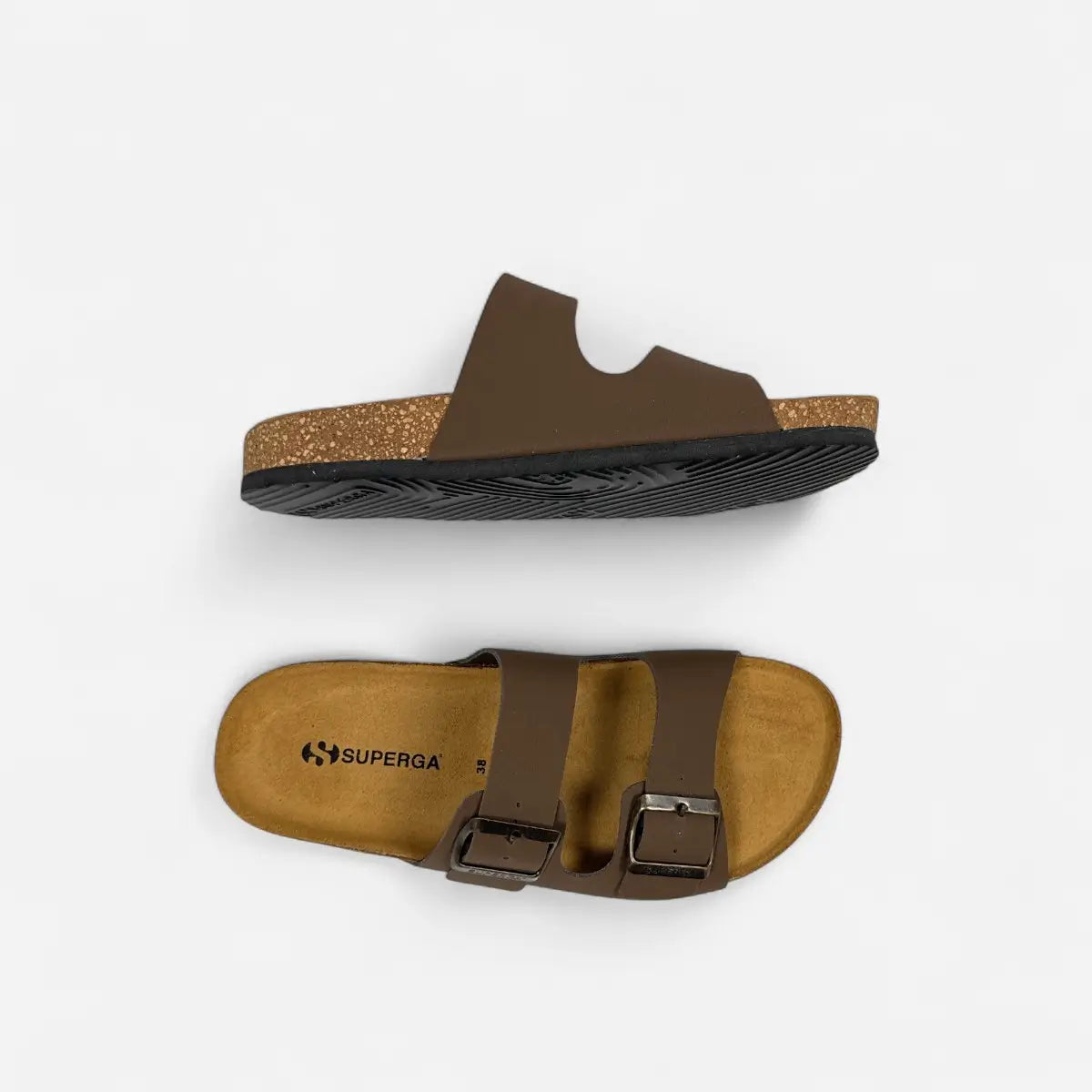 Superga Sandalo donna doppia fibbia Nabuk Marrone