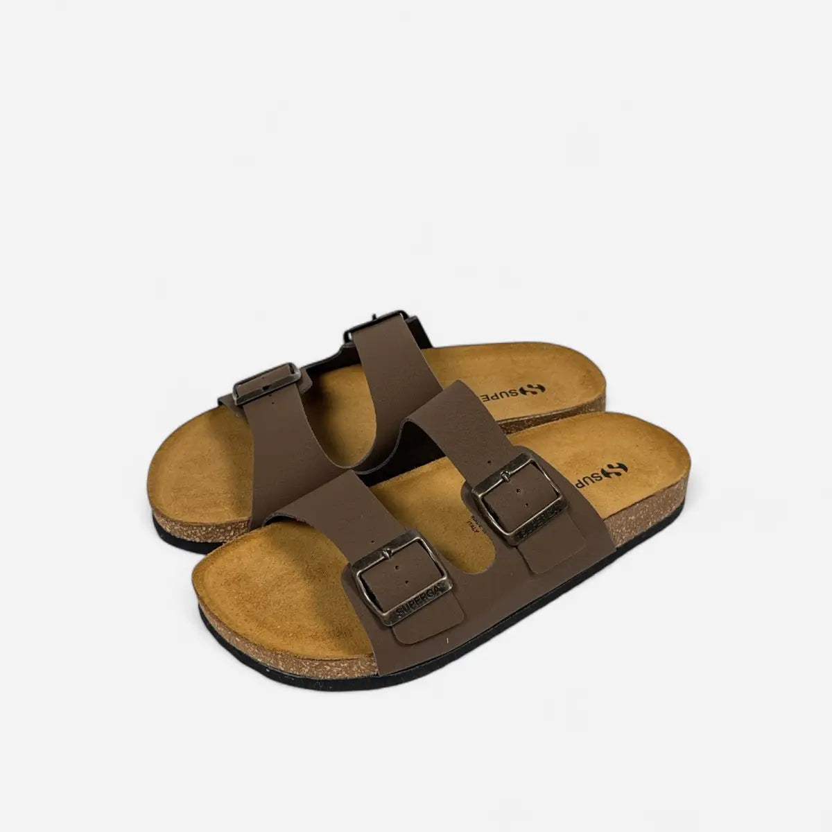 Superga Sandalo donna doppia fibbia Nabuk Marrone