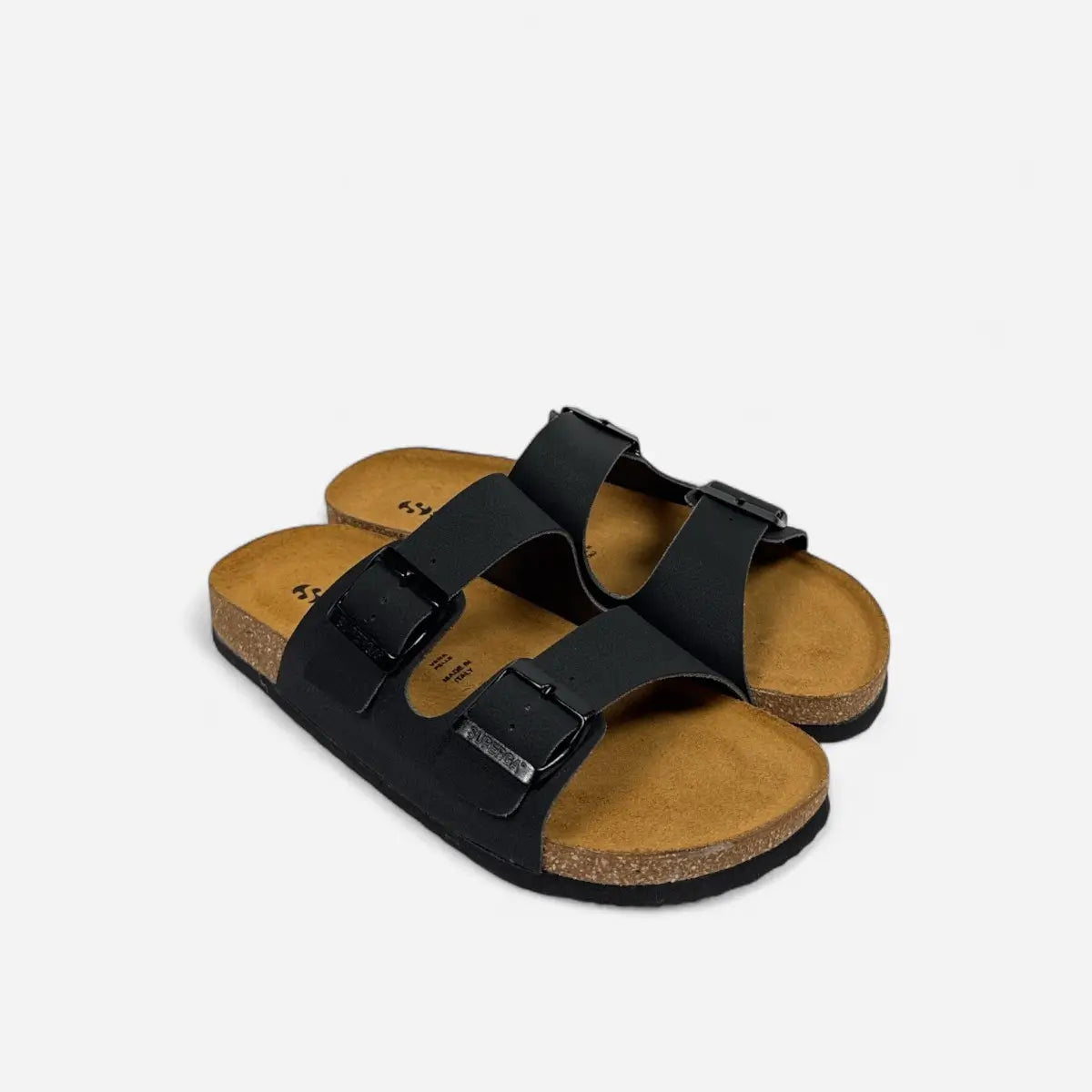 Superga Sandalo donna doppia fibbia Nabuk Nero