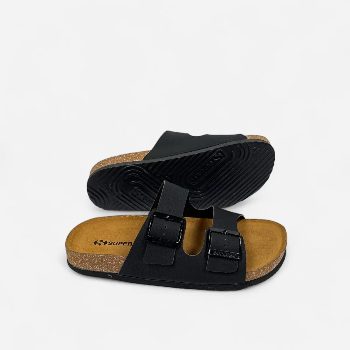 Superga Sandalo donna doppia fibbia Nabuk Nero