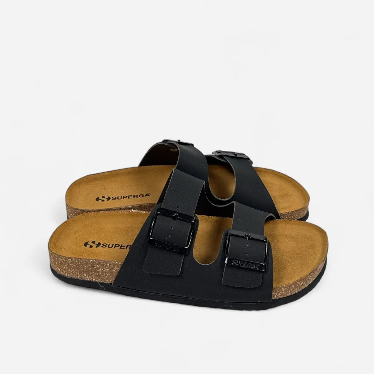 Superga Sandalo donna doppia fibbia Nabuk Nero