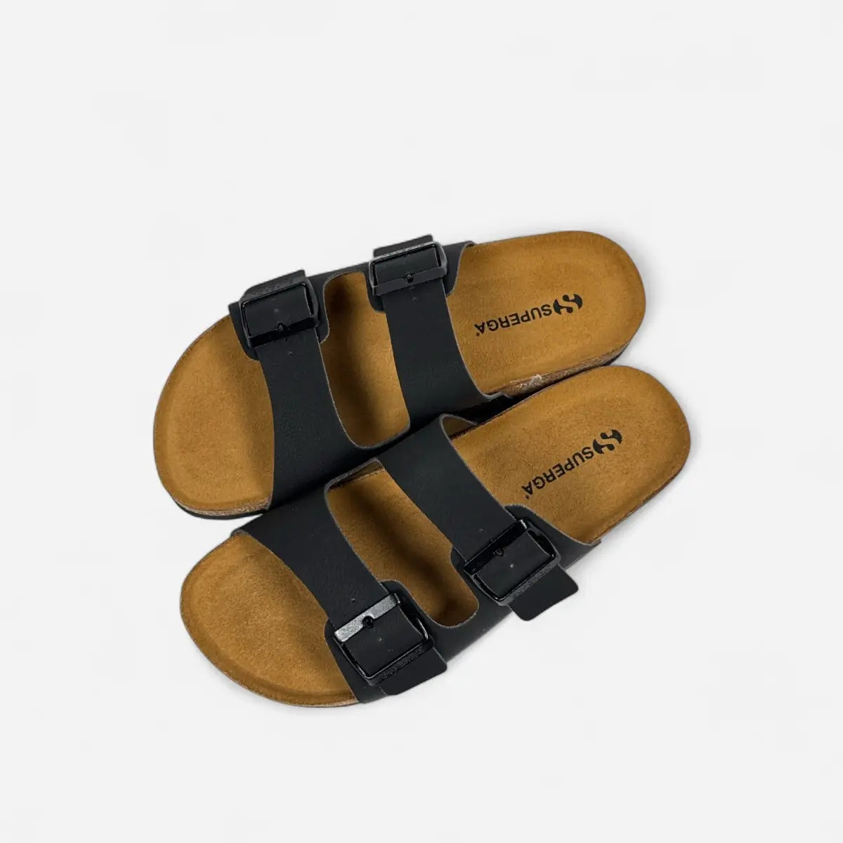 Superga Sandalo donna doppia fibbia Nabuk Nero