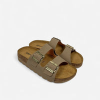 Superga Sandalo Platform donna doppia fibbia Nabuk Cuoio