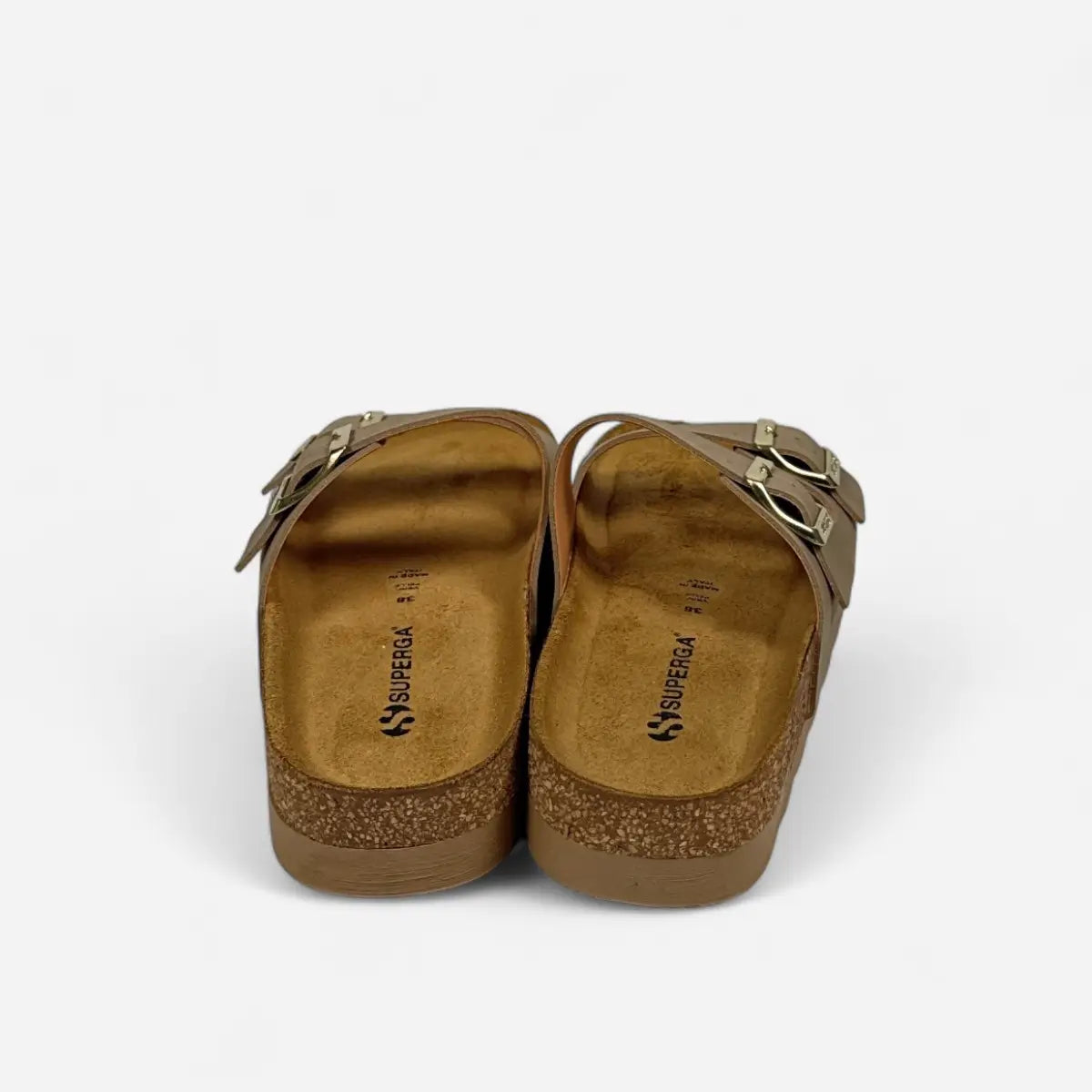 Superga Sandalo Platform donna doppia fibbia Nabuk Cuoio