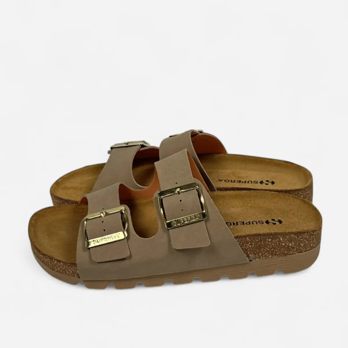 Superga Sandalo Platform donna doppia fibbia Nabuk Cuoio