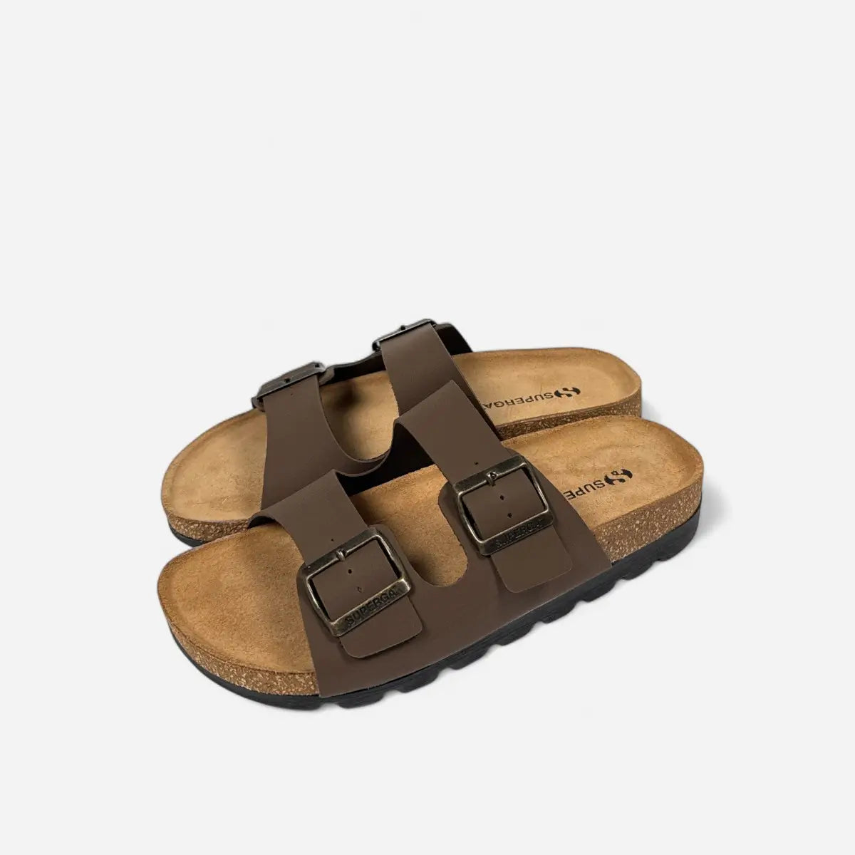 Superga Sandalo Platform donna doppia fibbia Nabuk Marrone