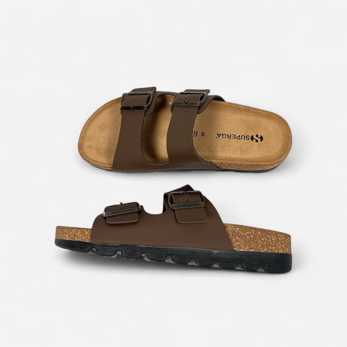 Superga Sandalo Platform donna doppia fibbia Nabuk Marrone