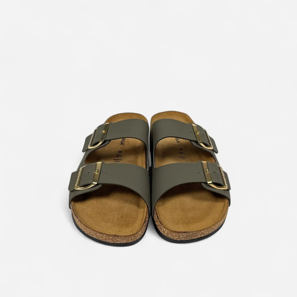 Superga Sandalo Platform donna doppia fibbia Nabuk Verde Oliva