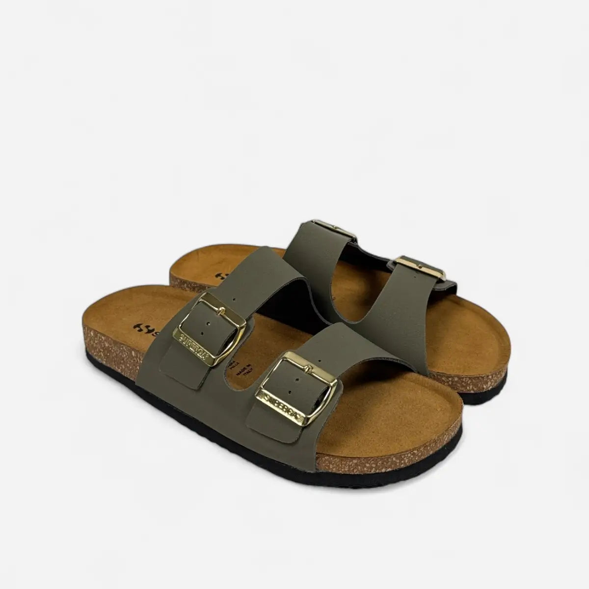 Superga Sandalo donna doppia fibbia Nabuk Verde Oliva