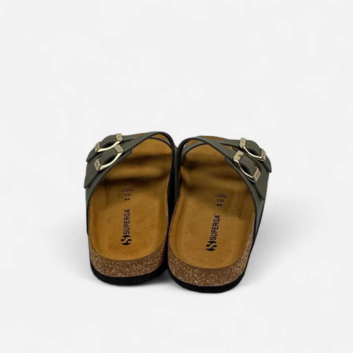 Superga Sandalo donna doppia fibbia Nabuk Verde Oliva