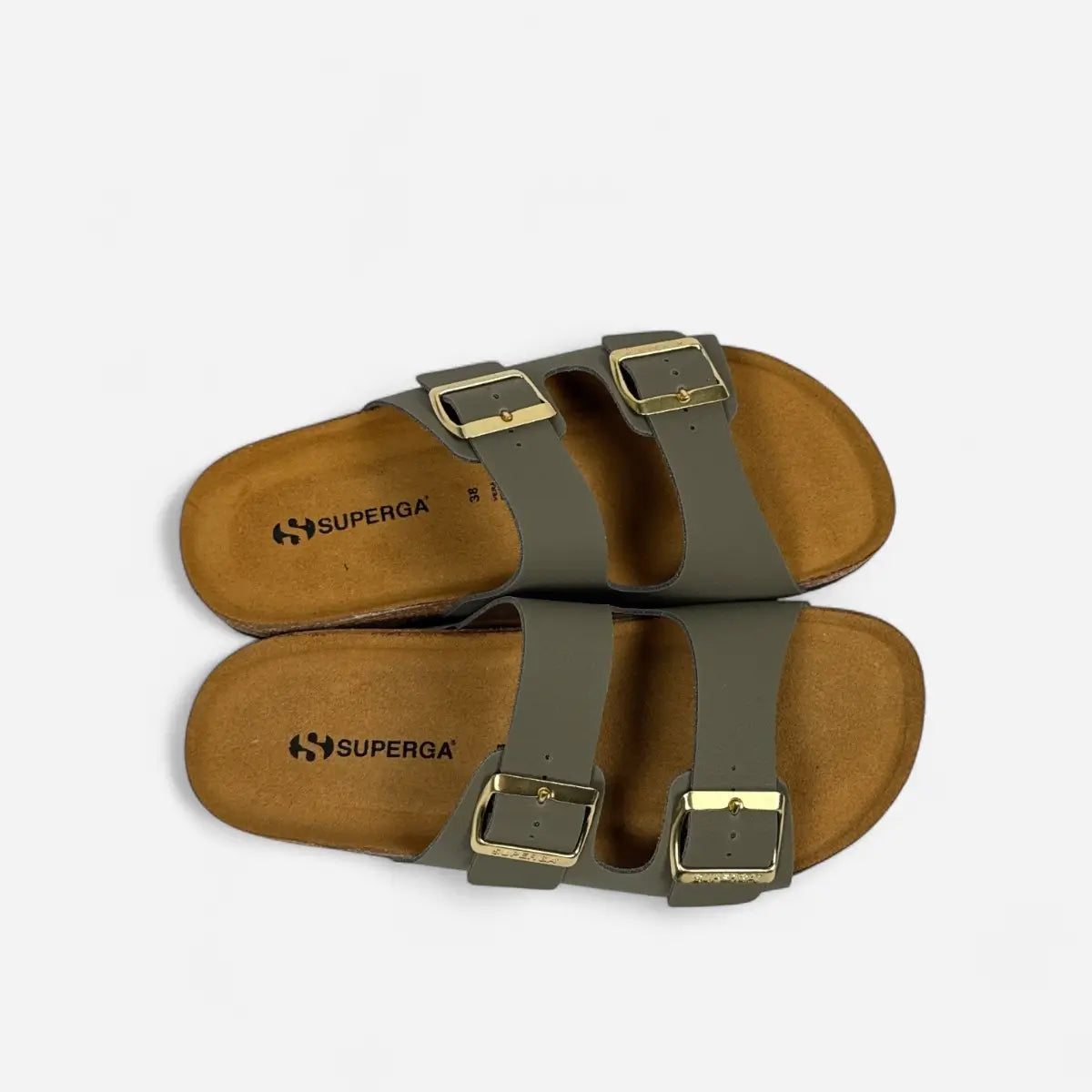 Superga Sandalo donna doppia fibbia Nabuk Verde Oliva