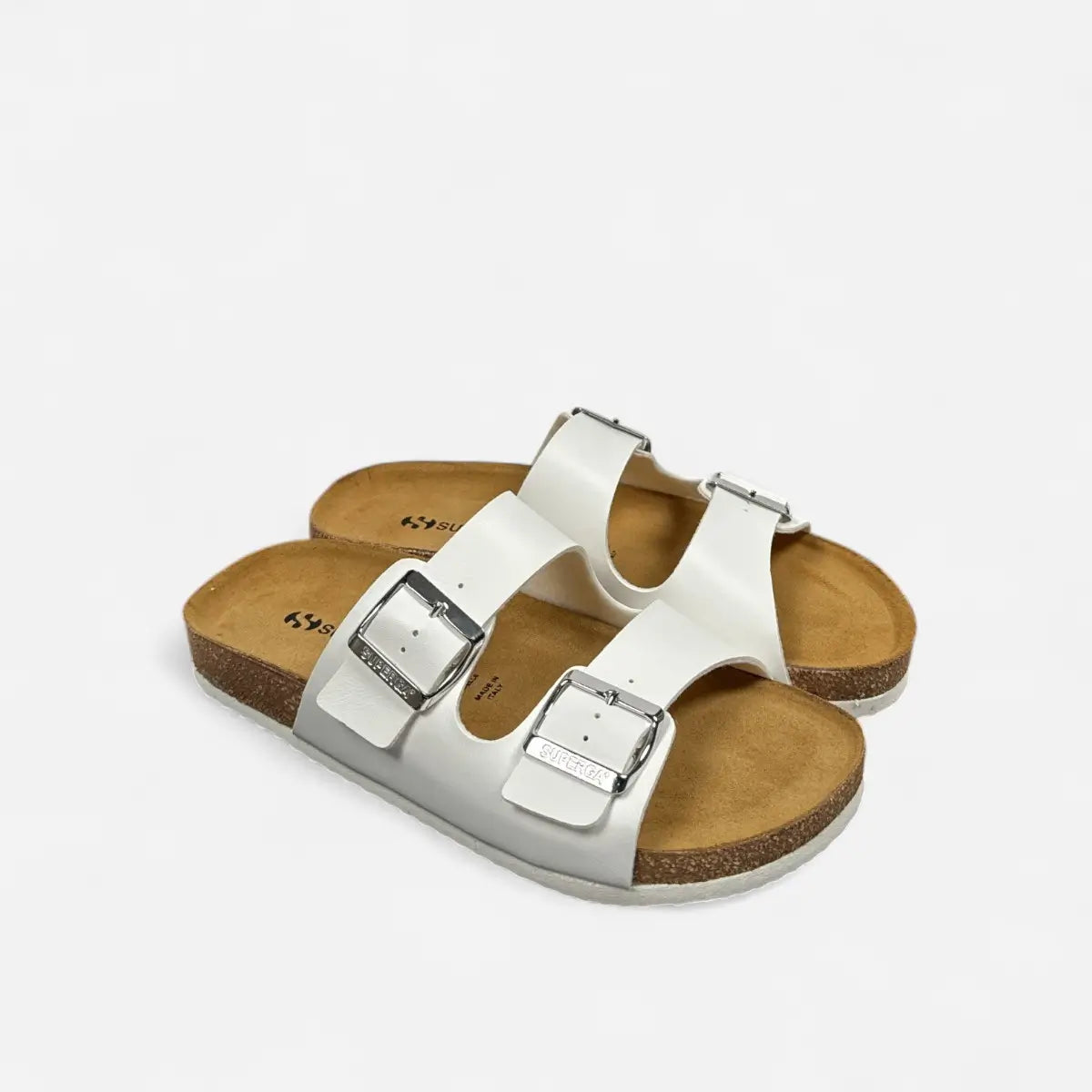 Superga Sandalo donna doppia fibbia Pelle Bianco