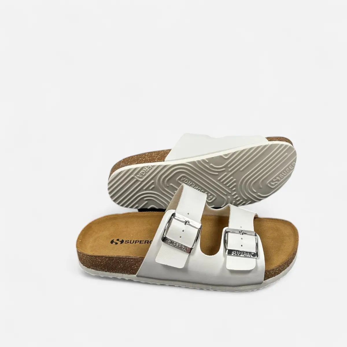 Superga Sandalo donna doppia fibbia Pelle Bianco