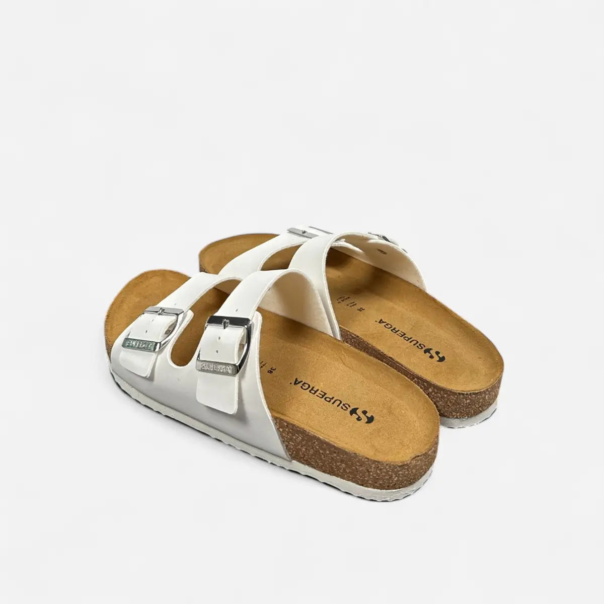 Superga Sandalo donna doppia fibbia Pelle Bianco