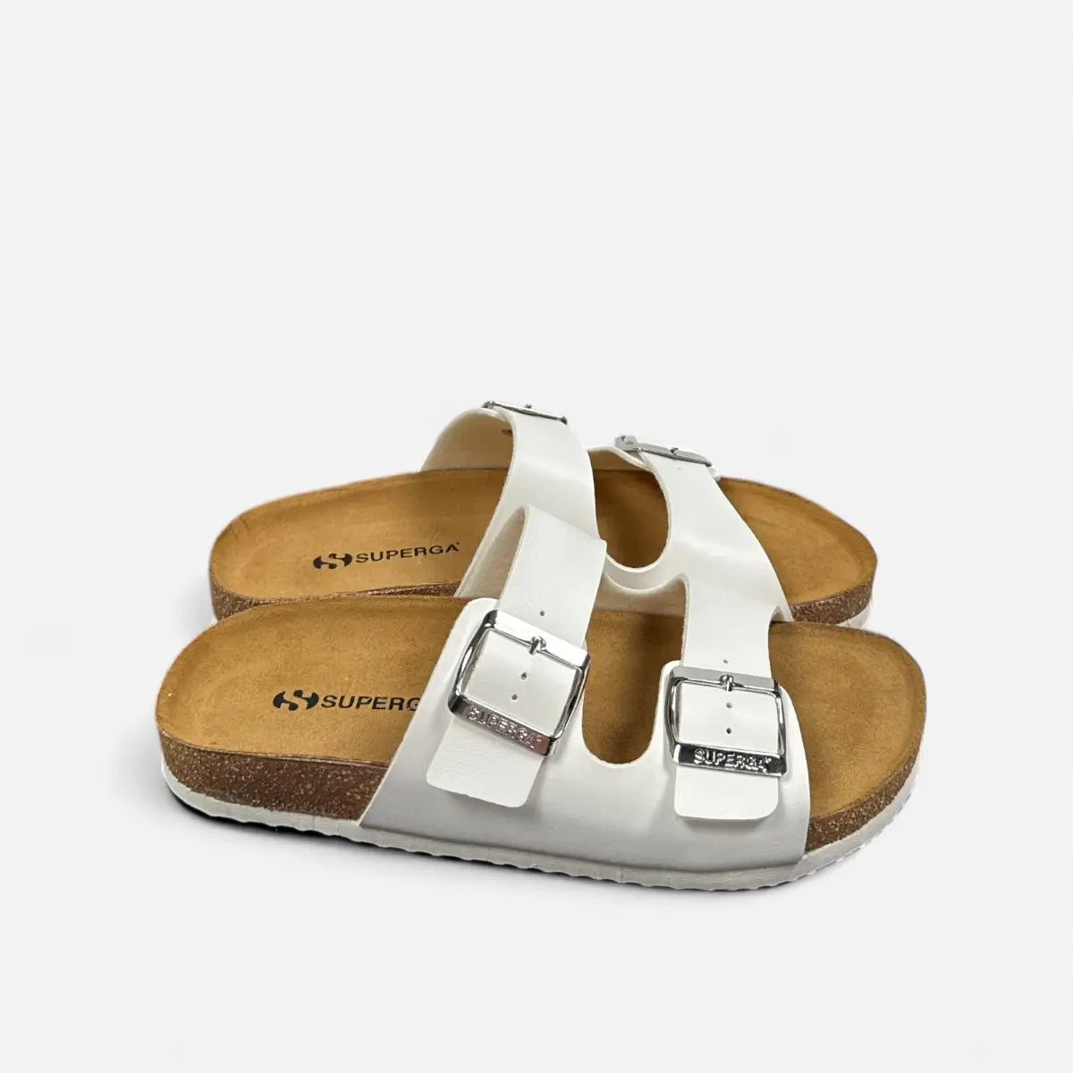 Superga Sandalo donna doppia fibbia Pelle Bianco