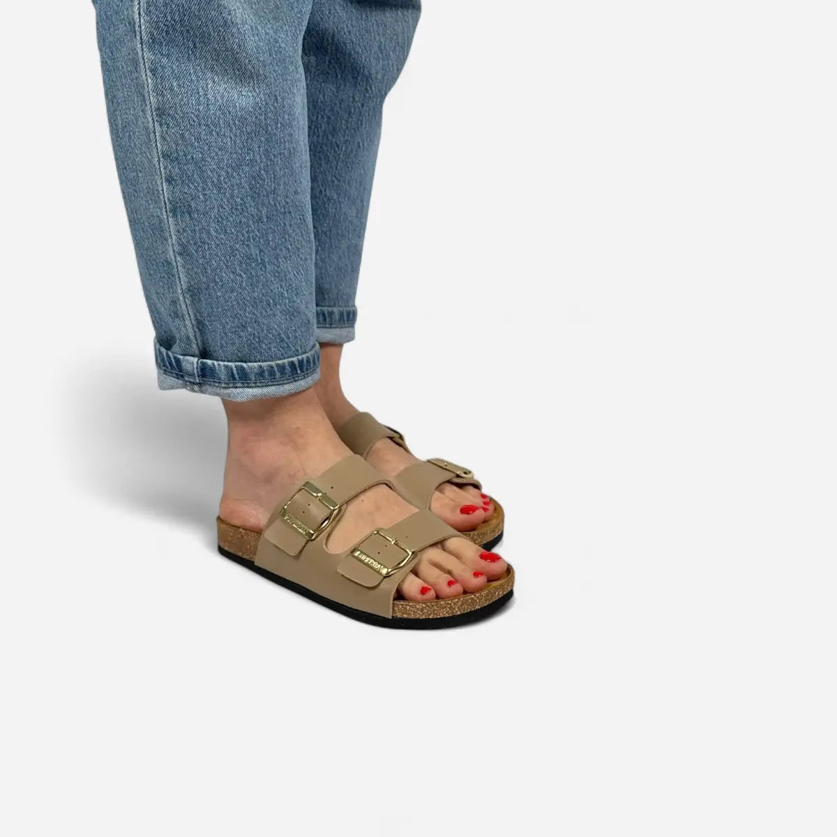 Superga Sandalo donna doppia fibbia Pelle Cuoio