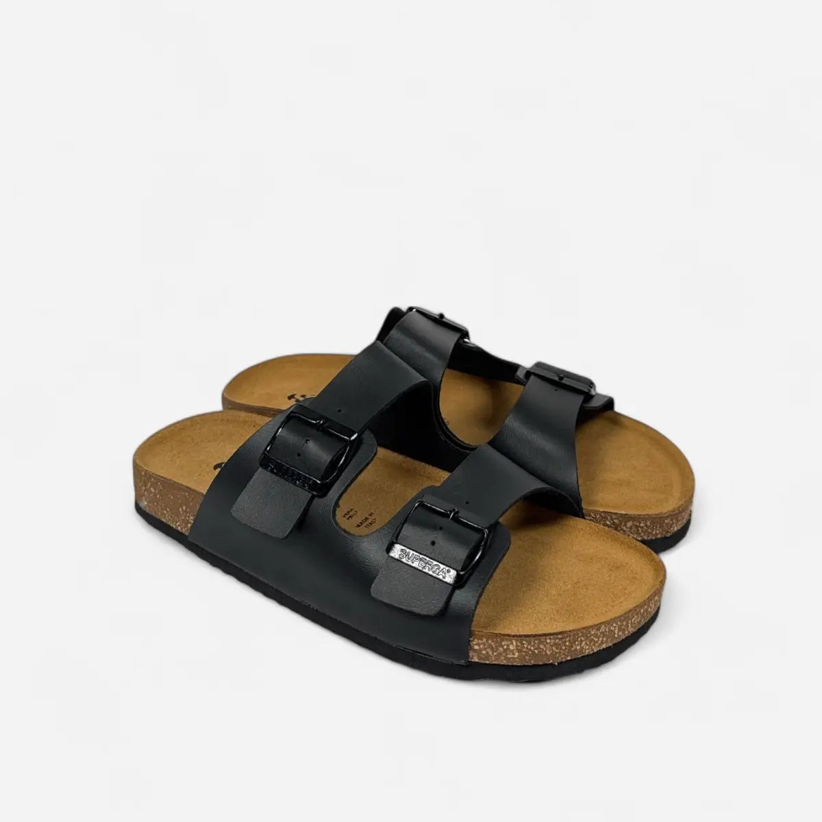 Superga Sandalo donna doppia fibbia Pelle Nero