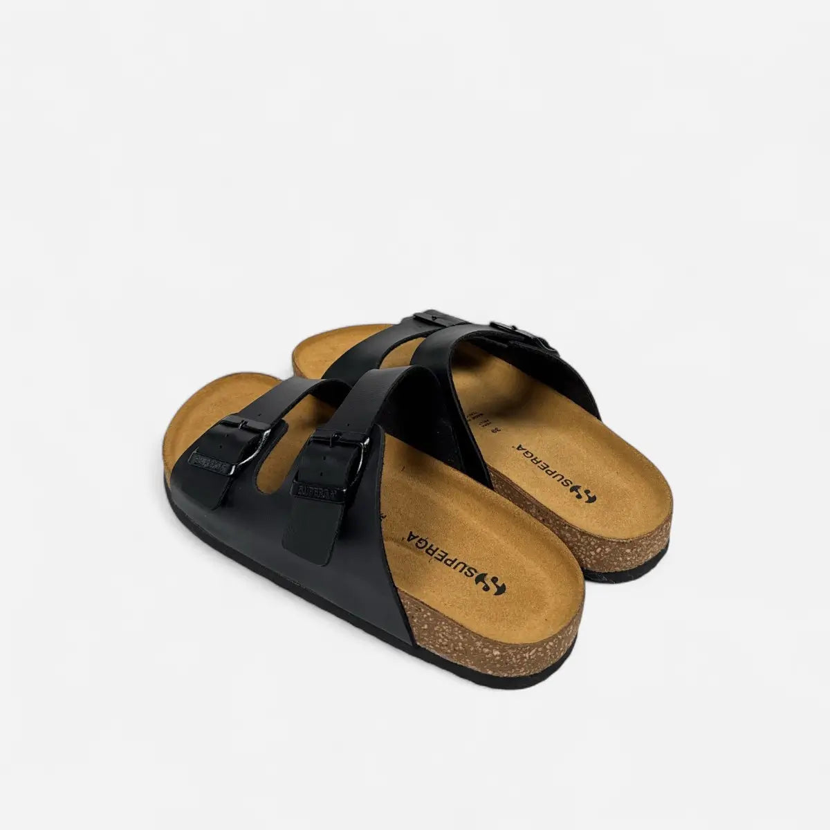 Superga Sandalo donna doppia fibbia Pelle Nero