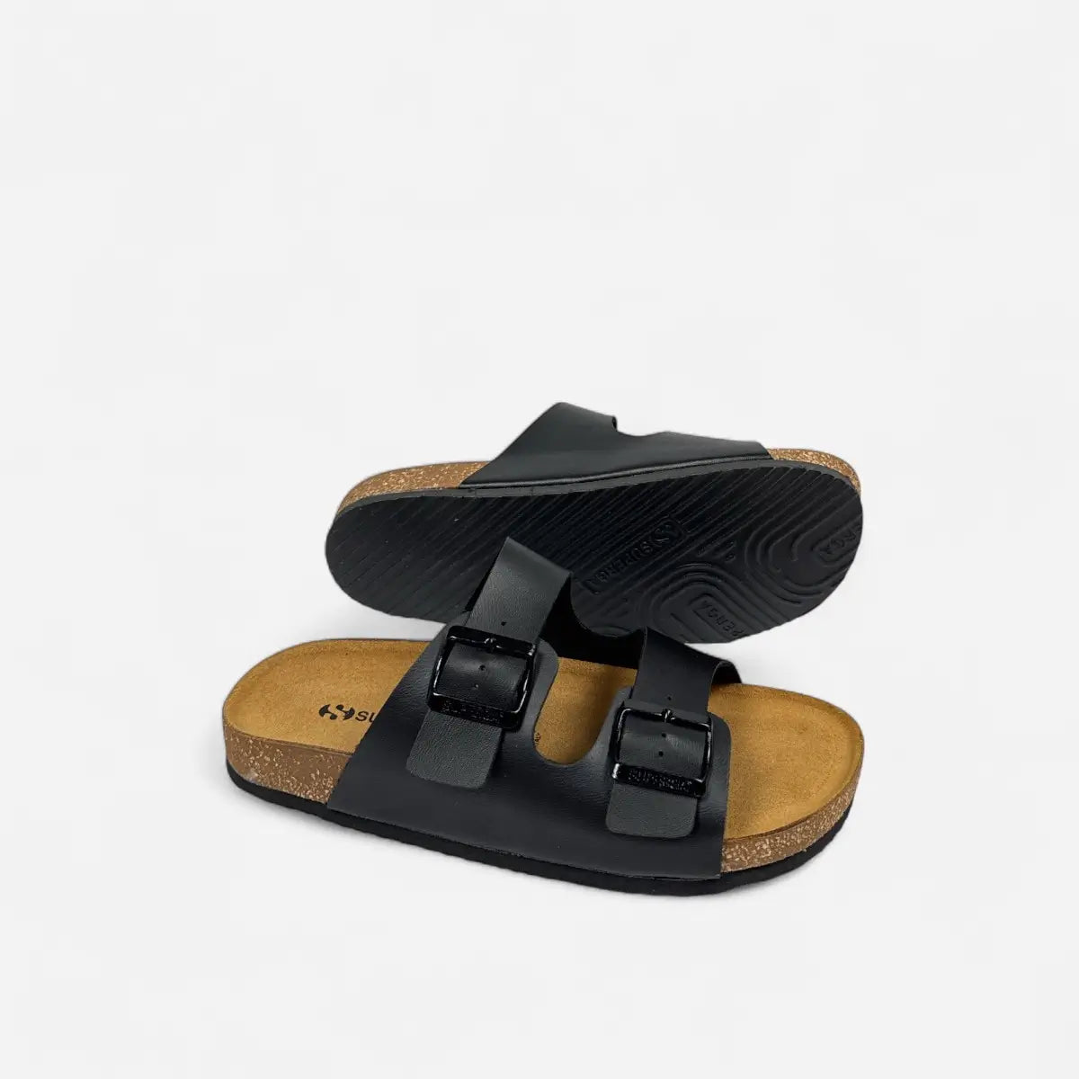 Superga Sandalo donna doppia fibbia Pelle Nero