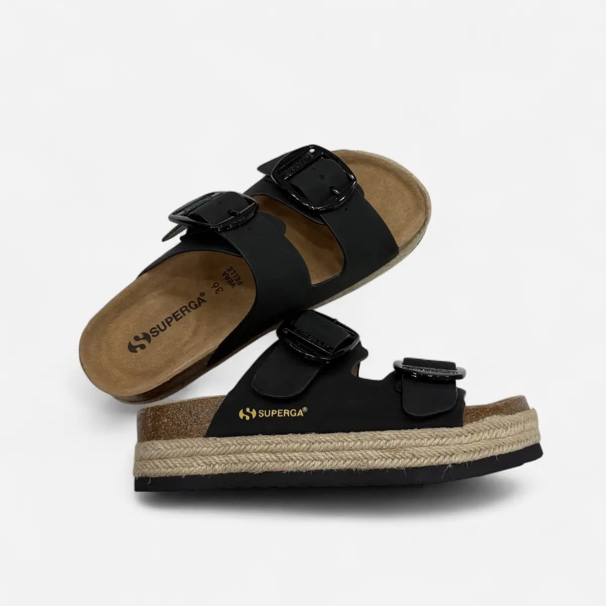 Superga Sandalo Platform donna doppia fibbia S11T228 Nero