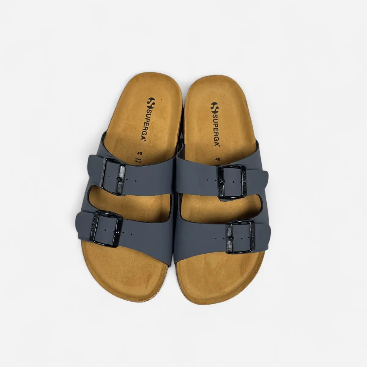 Superga Sandalo uomo doppia fibbia Nabuk Blu